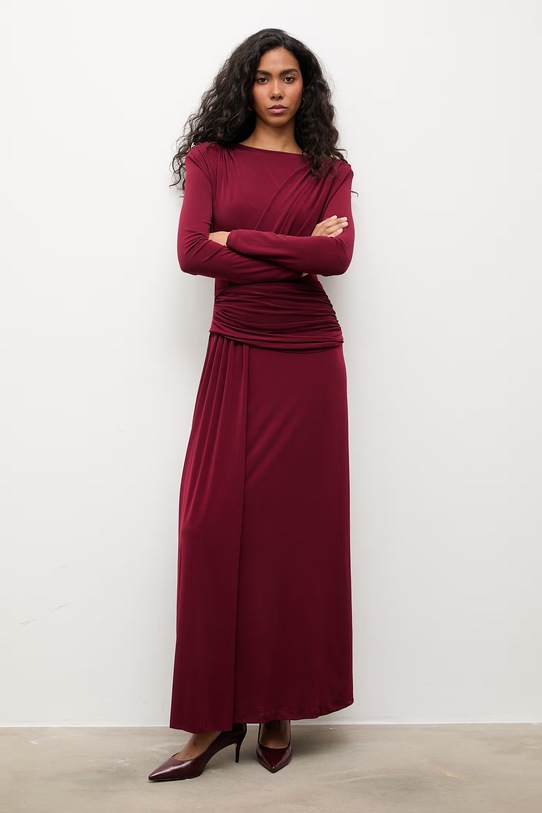 Answear.LAB sukienka WA25-SUD247 bordowy WA25