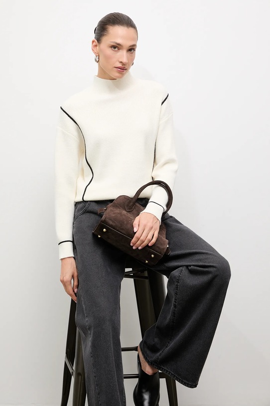 Answear.LAB sweter z kaszmirem półgolf beżowy 2685.fh