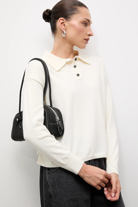 Answear.LAB sweter z kaszmirem zapinany beżowy 2705.fh