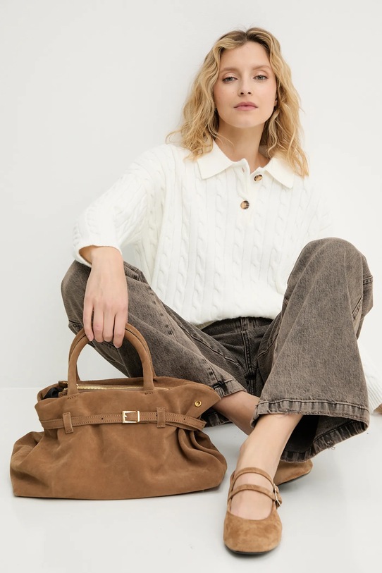 Answear.LAB sweter z kaszmirem zapinany beżowy 2726.fh