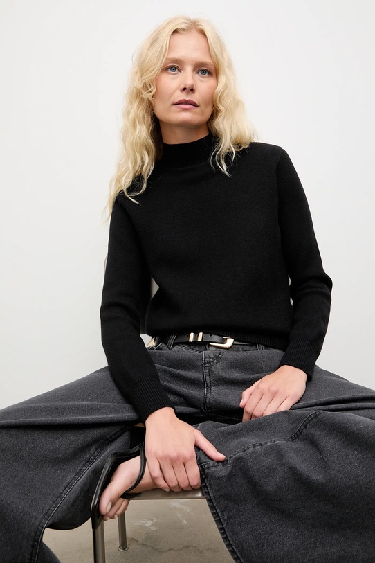 Answear.LAB sweter z kaszmirem półgolf czarny WF2758.fh