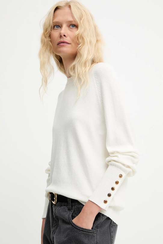 Answear.LAB sweter z wełną okrągły beżowy ASF2359.fh