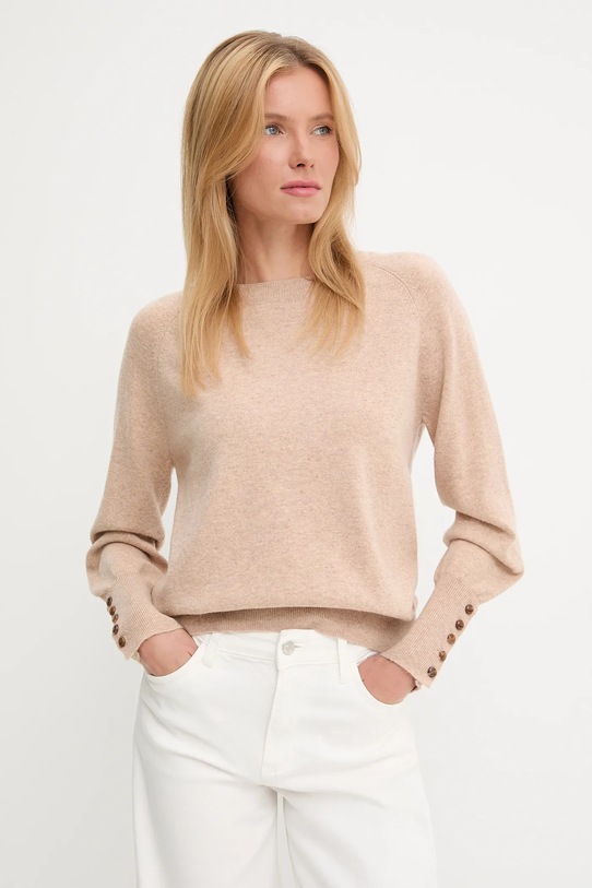 Answear.LAB sweter z wełną okrągły brązowy ASF2359.fh