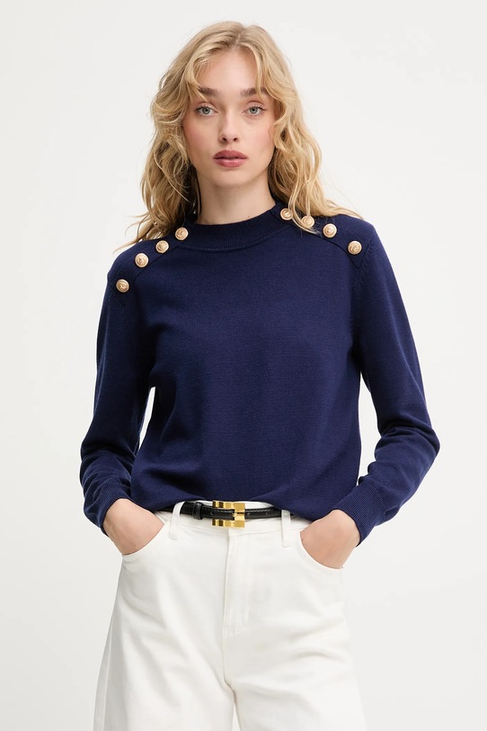 Answear.LAB sweter z kaszmirem aplikacja granatowy 2656.fh