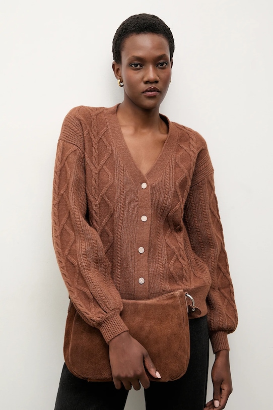 Answear.LAB kardigan z kaszmirem brązowy 2716.fh