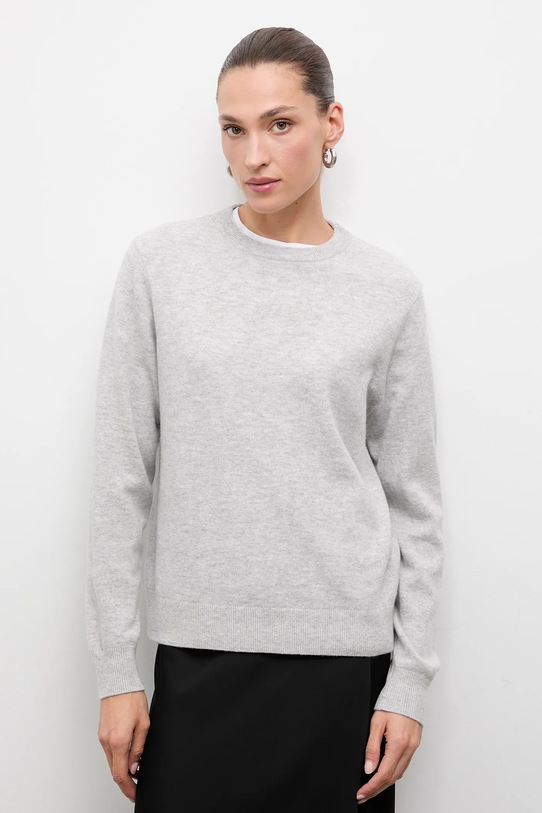 Answear.LAB sweter wełniany okrągły szary WA25-SWD021