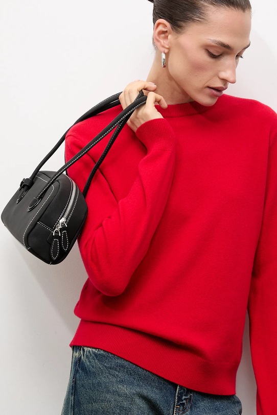 Answear.LAB sweter wełniany okrągły czerwony WA25-SWD021
