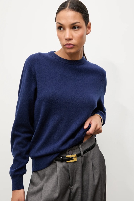 Answear.LAB sweter wełniany WA25-SWD021 granatowy WA25