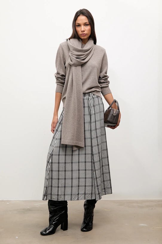 Answear.LAB sweter wełniany okrągły brązowy WA25-SWD022