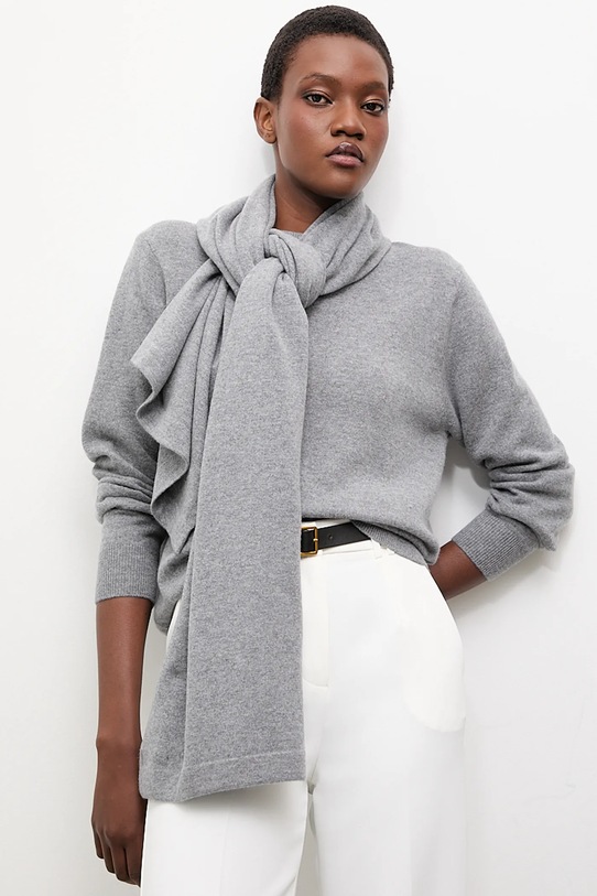Answear.LAB sweter wełniany okrągły szary WA25-SWD022