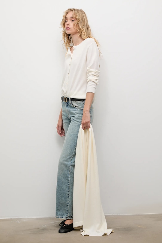 Answear.LAB kardigan z wełny merino z szalem WA25-SWD025 beżowy