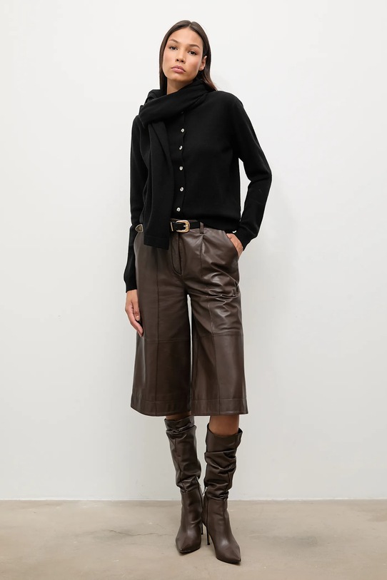 Answear.LAB kardigan z wełny merino z szalem WA25-SWD025 czarny WA25