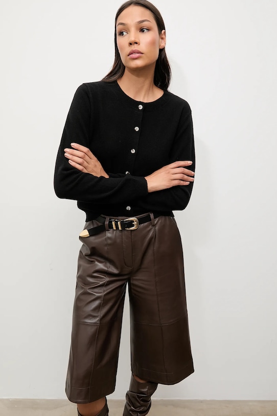 Answear.LAB kardigan z wełny merino z szalem czarny WA25-SWD025