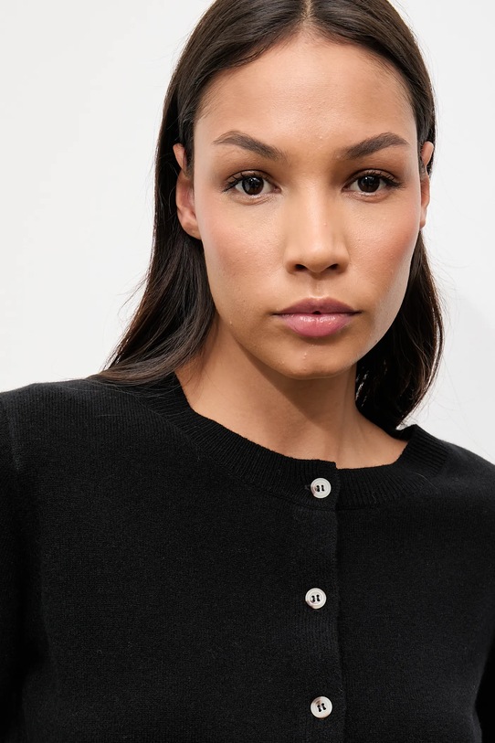 Answear.LAB kardigan z wełny merino z szalem WA25-SWD025 czarny