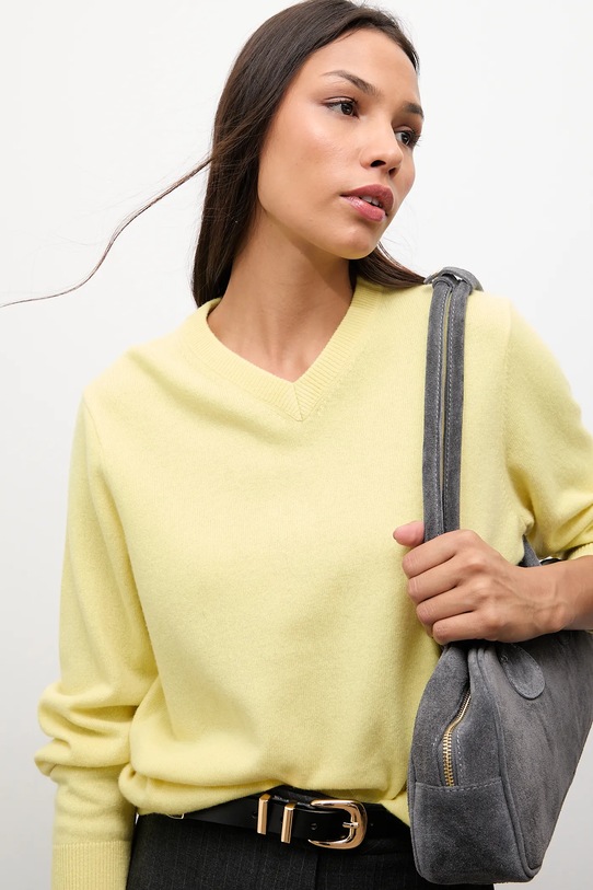 Answear.LAB sweter wełniany szpic żółty WA25-SWD027