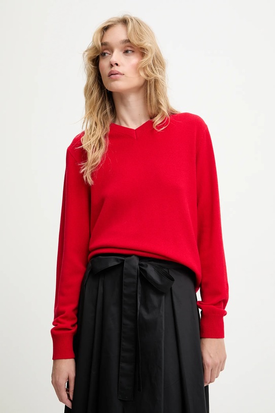 Answear.LAB sweter wełniany czerwony WA25-SWD027