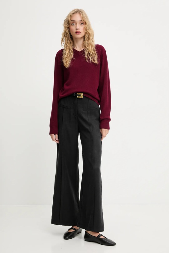 Answear.LAB sweter wełniany WA25-SWD027 bordowy WA25