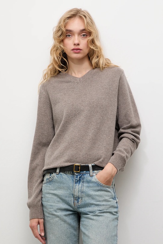 Answear.LAB sweter wełniany brązowy WA25-SWD027