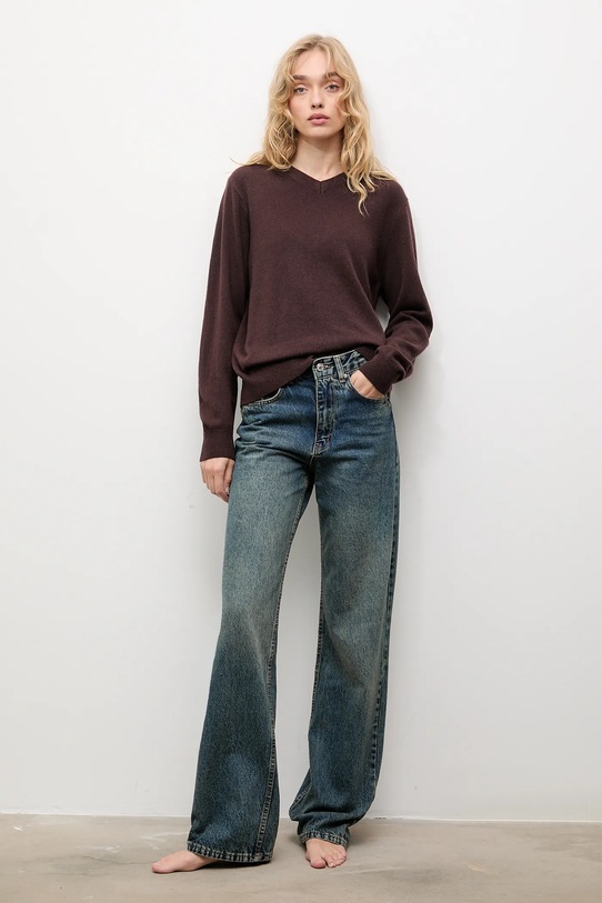 Answear.LAB sweter wełniany WA25-SWD027 brązowy WA25