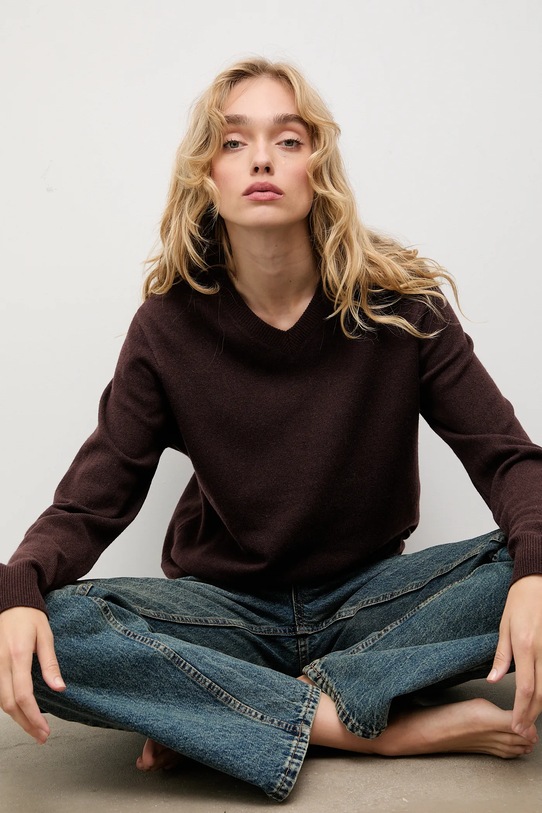 Answear.LAB sweter wełniany WA25-SWD027 brązowy