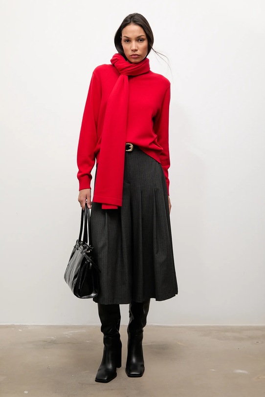 Answear.LAB sweter wełniany szpic czerwony WA25-SWD028