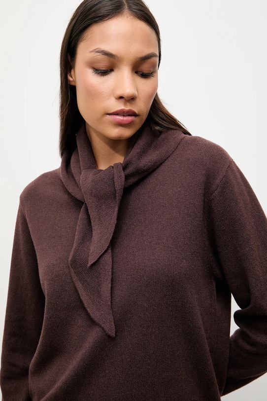 Answear.LAB sweter wełniany szpic brązowy WA25-SWD029