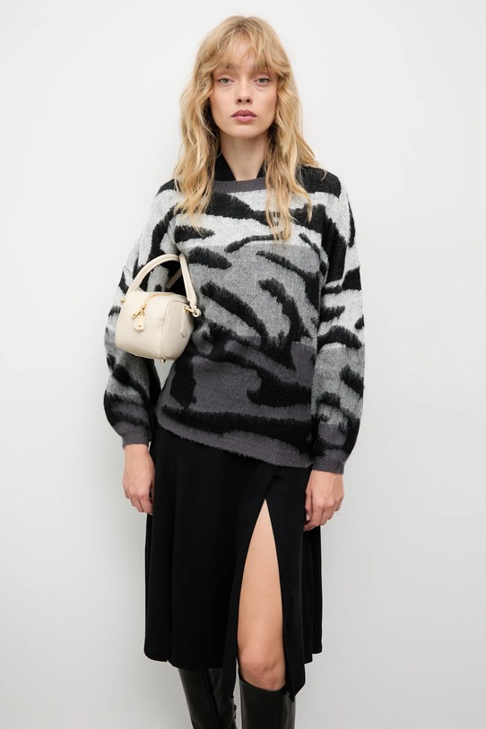 Answear.LAB sweter z dodatkiem wełny okrągły szary lu1115