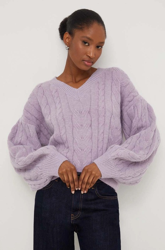 Answear.LAB sweter z dodatkiem wełny szpic fioletowy lu4410.FWK