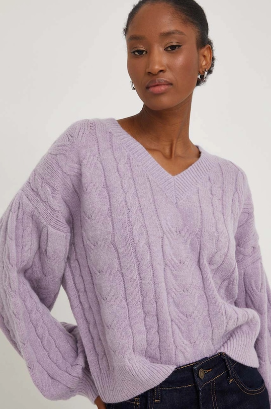 Pulover s dodatkom vune Answear.LAB ljubičasta lu4410.FWK