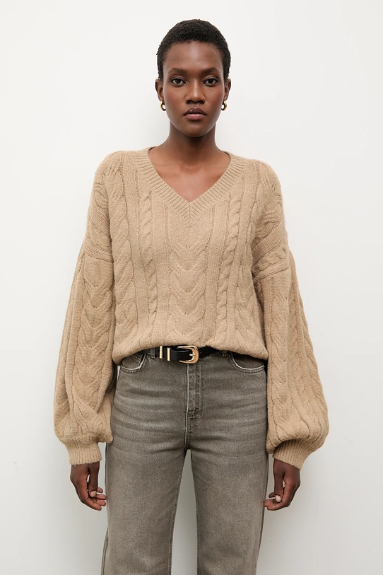 Answear.LAB sweter z dodatkiem wełny brązowy lu4410.FWK