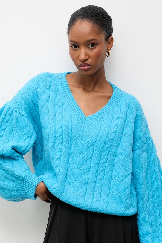 Answear.LAB sweter z wełną szpic niebieski lu4410.fh