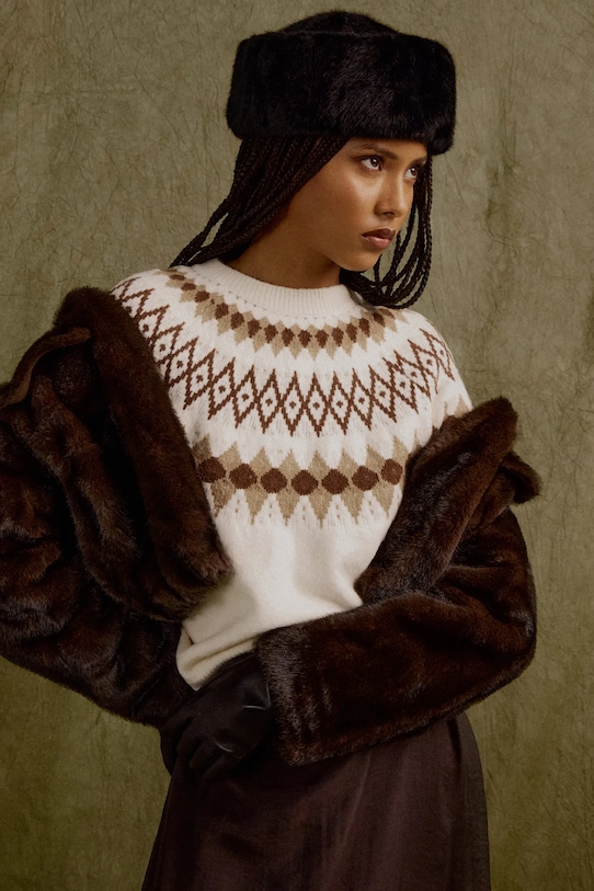 Answear.LAB sweter z wełną okrągły beżowy LU2522.fh