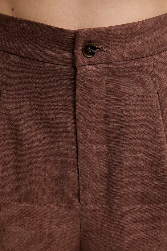 Lněné kraťasy Answear.LAB hnědá st2426.fh