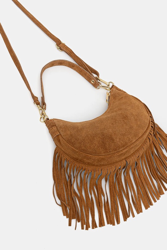 Accesorii Answear Lab geanta de mana din piele intoarsa 475 maro