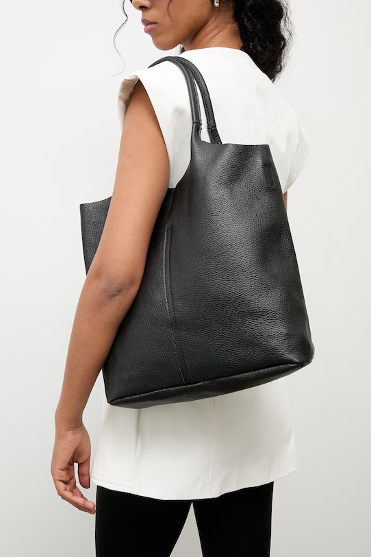 Answear.LAB poseta de piele uni negru WA25-TOD044