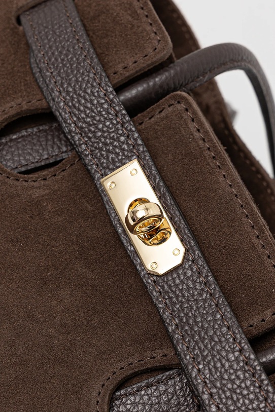 Answear.LAB geanta de mana din piele intoarsa maro MBP077SG3.hak