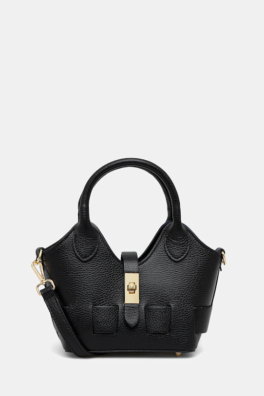 Kožená kabelka Answear.LAB usňová koža čierna 1096