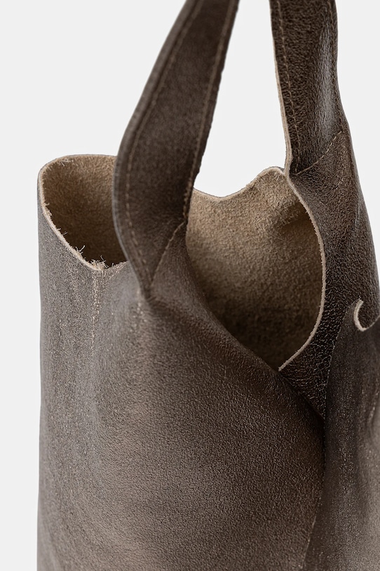 Answear.LAB torebka skórzana 5200151.polysk.hak brązowy