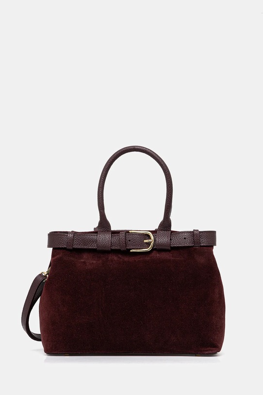 Answear.LAB torebka zamszowa skóra licowa bordowy Modelo 1.9.3