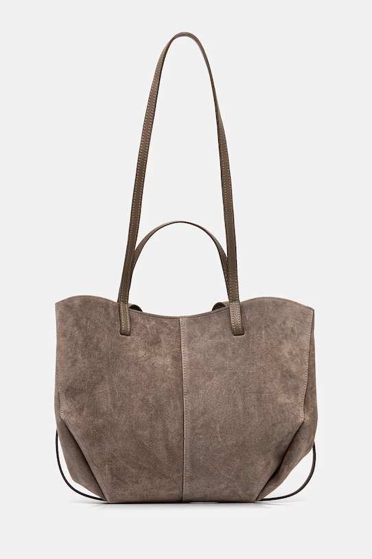 Answear.LAB torebka zamszowa skóra licowa szary C00003-G