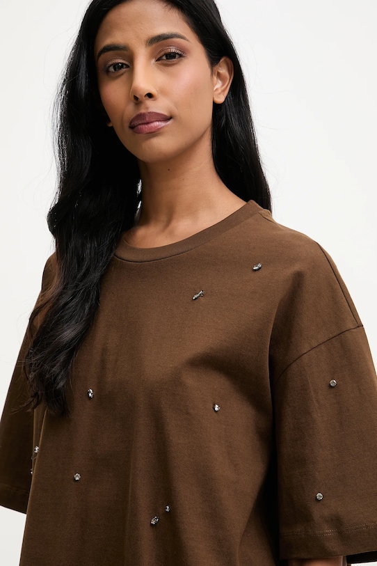 Answear.LAB tricou din bumbac LC250006.hak maro