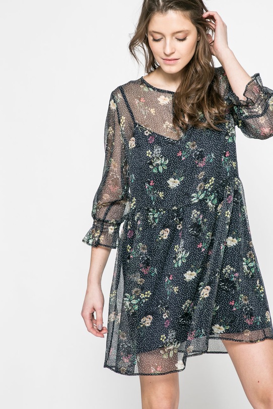 Answear.LAB - Šaty Wild Nature s elastanom tmavomodrá WS18.SUD005