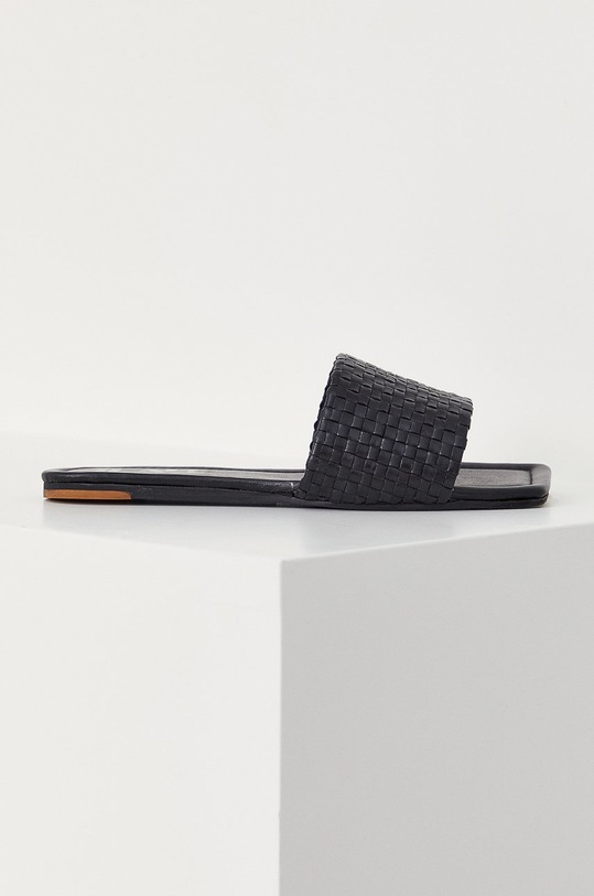 Answear Lab klapki skórzane płaski czarny HREXP14.