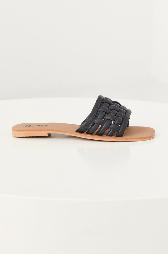 Answear Lab Șlapi de piele piele negru WS21.KLD01N