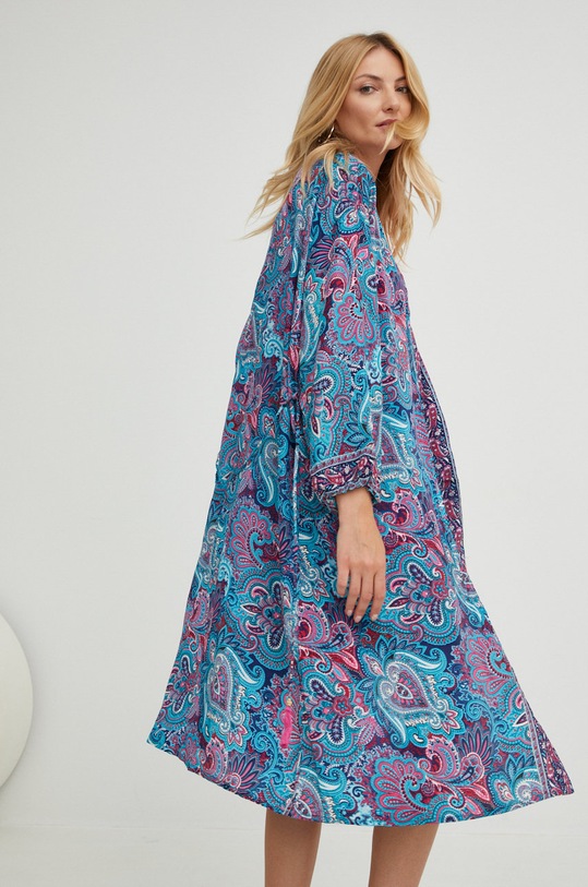 Answear.LAB selyem kimonó mintás sötétkék D8.K