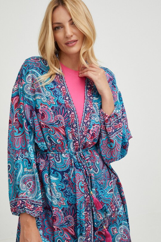 Svileni kimono Answear Lab mornarsko plava D8.K