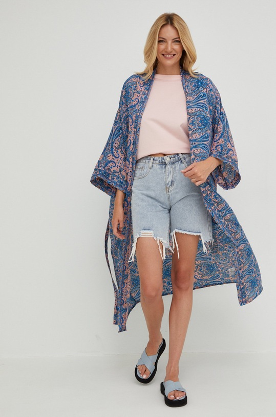 Hedvábné kimono Answear.LAB tyrkysová D10.K