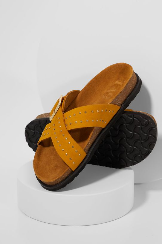 Answear Lab papuci din piele L.2108005 galben WS22