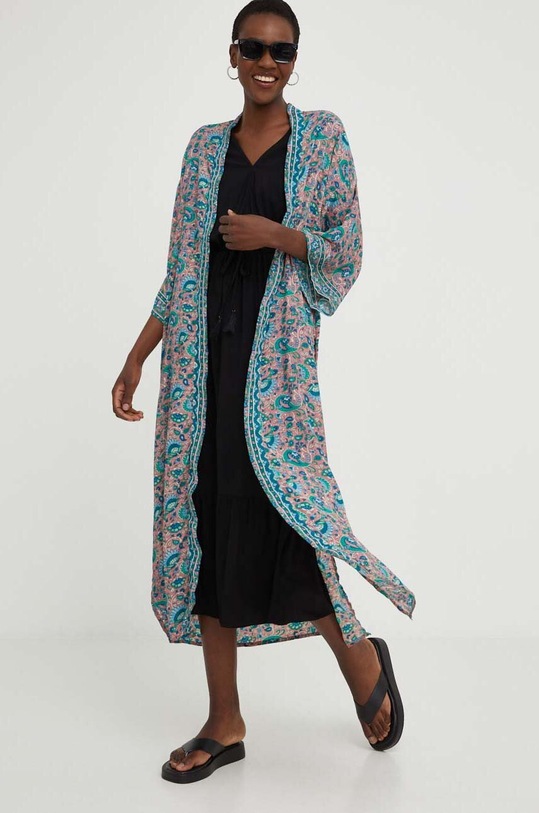 Шовкове кімоно Answear Lab без підкладки рожевий D7.WK