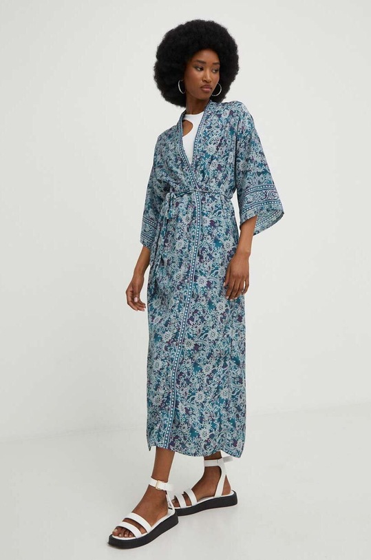 Hodvábne kimono Answear.LAB látka modrá D8.WK